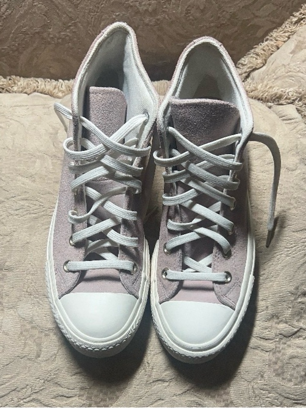 Converse Suede High-Top Sneakers in Dusty Pink and White - Picture 2 of 5